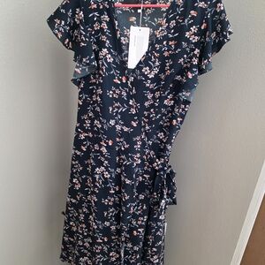 BloomChic Dark Blue Floral Midi Dress